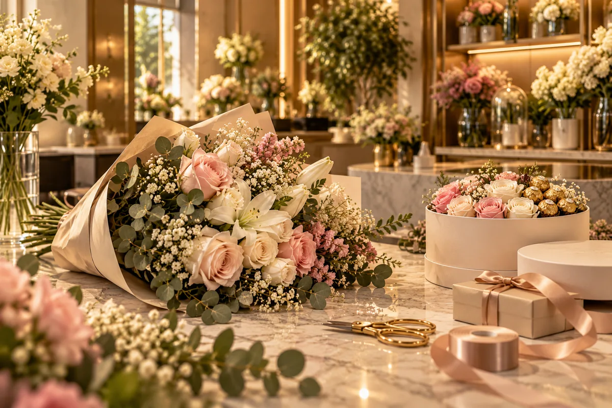 Florist products concept for Flora Flowers